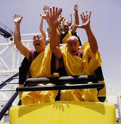 Buddhist Monks on Roller Coaster